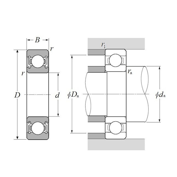 NTN 607LLB, RadialDeep Groove Ball Bearing  7 Mm Id X 19 Mm Od X 6 Mm W Double Sealed